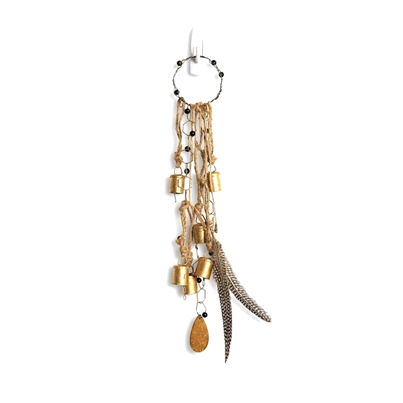 Witchy Door Knocker Obsidian & Selenite- Handmade Protection Bells